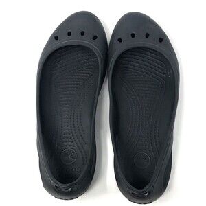 Crocs Kadee Ballet Flats Women's Size 10 Black Slip On Comfort Shoes Cut Outs